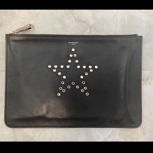 Givenchy Star Antigona Black Leather Clutch